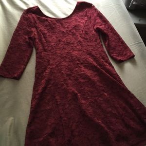 Maroon/wine colored lace detailed dress